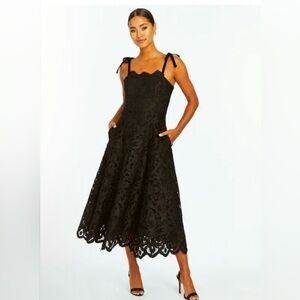 New Mestiza New York Cataleya Floral Lace Scalloped Midi Dress size 4